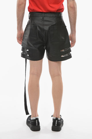 DRKSHDW Cut-out Detail SPARTAN Coated Denim Shorts