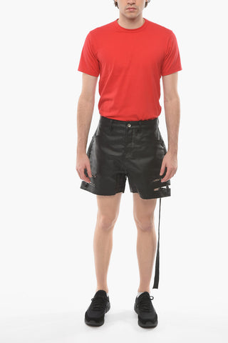 DRKSHDW Cut-out Detail SPARTAN Coated Denim Shorts