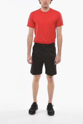Cotton Tailored Shorts with Double Pleat