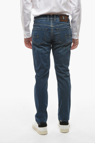 ID LUXURY DENIM Dark-washed Jeans with Logo Patch