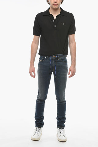Stretch Denim Jeans with Visible Stitching