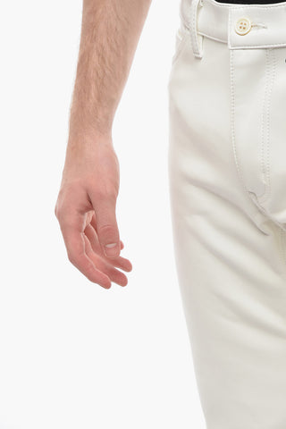 HOMME PLUS Faux Leather Shorts with Visible Stitching