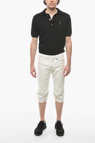 HOMME PLUS Faux Leather Shorts with Visible Stitching