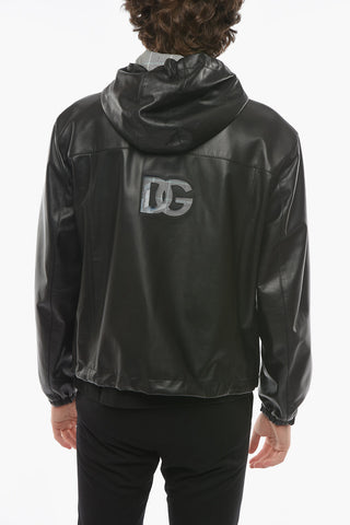 Giubbotto Hoodie Reversibile in Motivo Glen Check con Toppa Logo DG