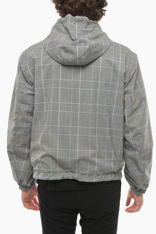 Giubbotto Hoodie Reversibile in Motivo Glen Check con Toppa Logo DG