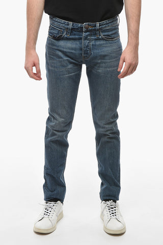 EMPORIO LAB J75 Slim-fit Denims with Delavé Effect and Logo Patch 16cm