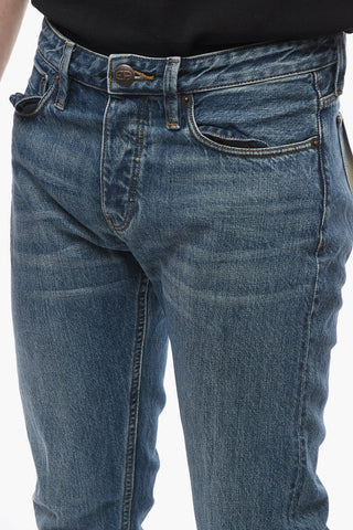 EMPORIO LAB J75 Slim-fit Denims with Delavé Effect and Logo Patch 16cm