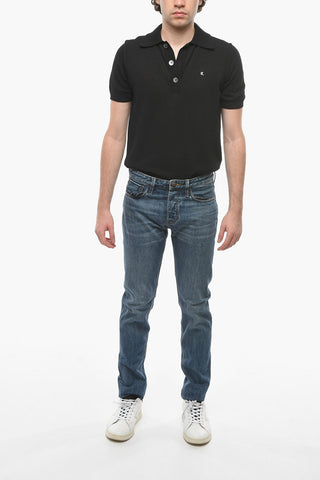 EMPORIO LAB J75 Slim-fit Denims with Delavé Effect and Logo Patch 16cm