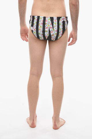Swim Briefs with Patterned Logo