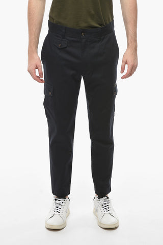 Stretchy Cotton Cargo Pants with Ankle Zip