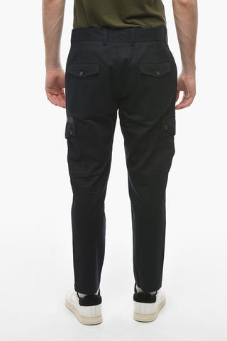 Stretchy Cotton Cargo Pants with Ankle Zip