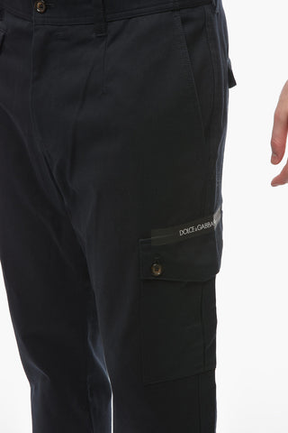 Stretchy Cotton Cargo Pants with Ankle Zip