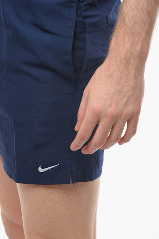 SWIM Solid-Color Boxer Swim Shorts with Embroidered Logo