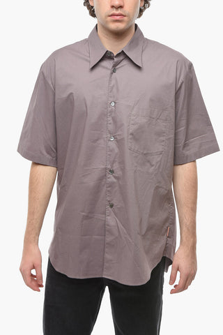 Cotton-poplin Short-sleeved Shirt with Breast-pocket