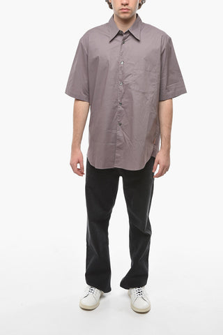 Cotton-poplin Short-sleeved Shirt with Breast-pocket