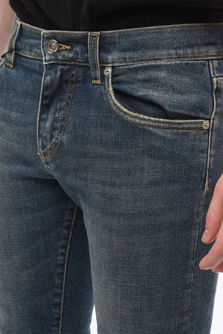 DENIM Stone-washed Skinny Jeans with Logoed Plate