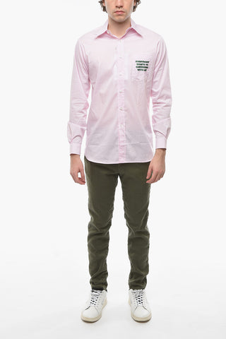 Camicia a Righe Awning con Ricamo sul Taschino