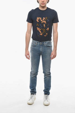 Medium-waisted Slim-fit Denims with Back Logo Patch 15,5cm