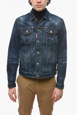 Giubbotto in Denim Effetto Vernice