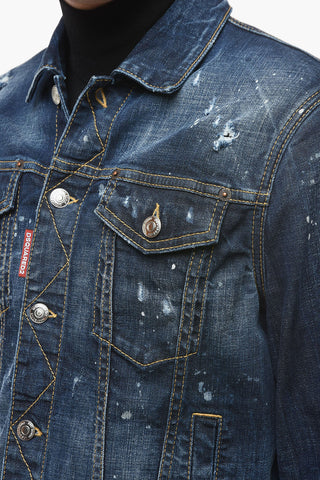 Giubbotto in Denim Effetto Vernice
