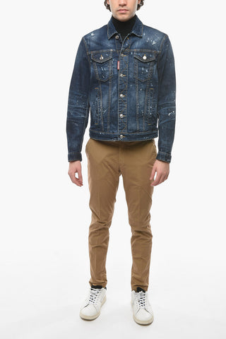 Giubbotto in Denim Effetto Vernice