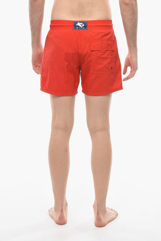 Costume da Bagno Boxer in Tinta Unita con Elastico in Vita