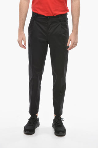 Pantaloni Cargo in Cotone Twill con Coulisse alla Caviglia