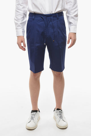 ID Stretchy-cotton Double-pleated Shorts
