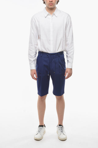 ID Stretchy-cotton Double-pleated Shorts