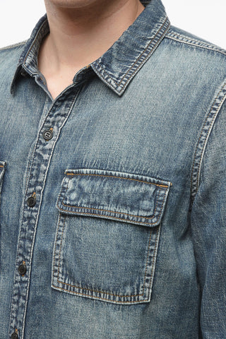 Denim Shirt with Double Breast-pocket