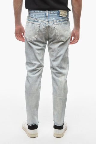 JOSUE' THOMAS Painting Effect Jeans with Logoed Button 17,5cm