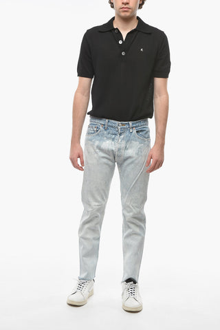 JOSUE' THOMAS Painting Effect Jeans with Logoed Button 17,5cm