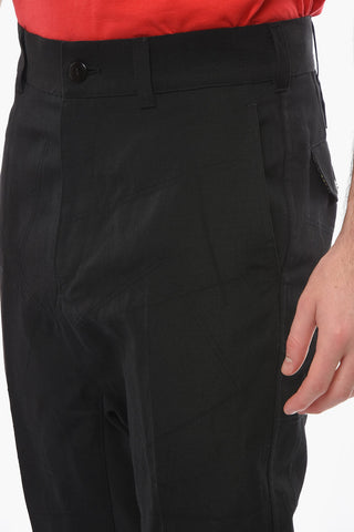 JUNYA WATANABE Linen Wool Cropped Pants with Embroidery-embellishment