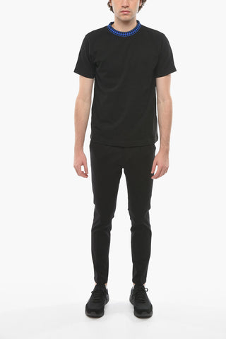 Crew Neck CROSS COLLAR Cotton T-Shirt