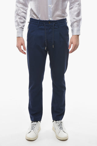 Virgin Wool Stretch MITTE Single Pleat Pants with Drawstring on the Waist