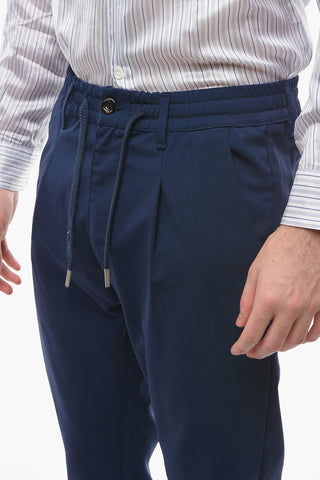 Virgin Wool Stretch MITTE Single Pleat Pants with Drawstring on the Waist