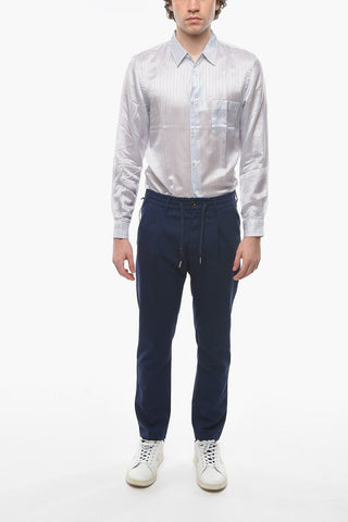 Virgin Wool Stretch MITTE Single Pleat Pants with Drawstring on the Waist