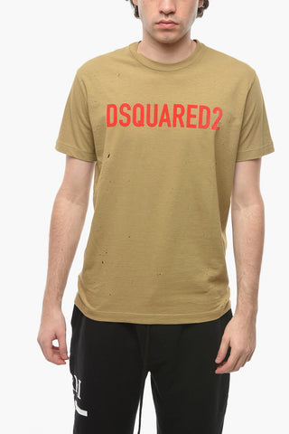 T-shirt Cool Fit Logata con Dettagli Distress