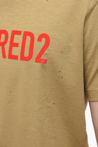 T-shirt Cool Fit Logata con Dettagli Distress