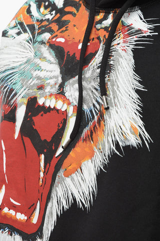 Fleeced-cotton Hoddie with Tiger Print