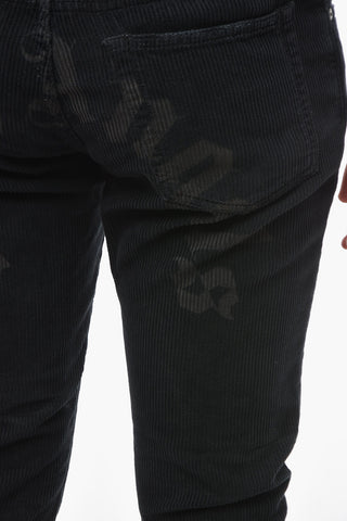 5 Pockets Corduroy Pants With Maxi Print