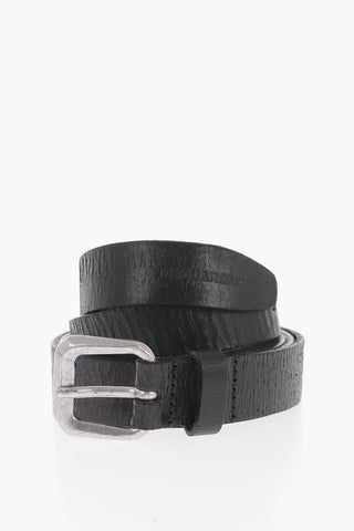 Leather Belt with Silver-Tone Buckle 25mm