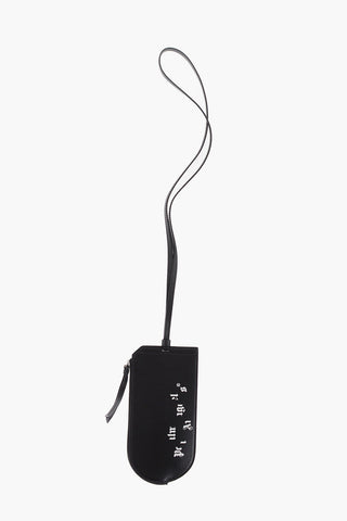 Leather Neck Pouch with Gothic Print