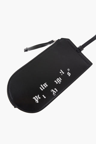 Leather Neck Pouch with Gothic Print