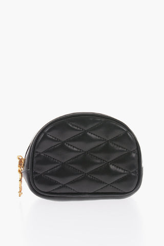 Quilted Leather Pouch with Golden Charm