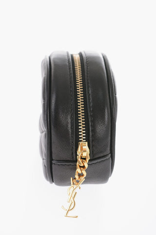 Quilted Leather Pouch with Golden Charm