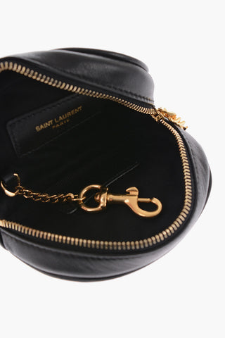 Quilted Leather Pouch with Golden Charm