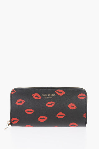 Faux Leather SPENCER Continental Wallet with All-Over Printed Kisses