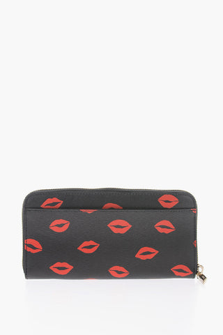 Faux Leather SPENCER Continental Wallet with All-Over Printed Kisses