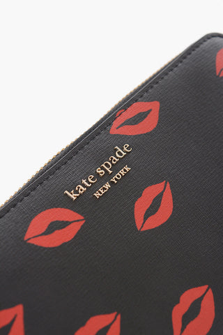 Faux Leather SPENCER Continental Wallet with All-Over Printed Kisses